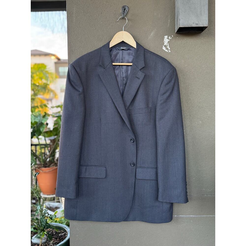 Pronto Uomo Platinum Men 48R Blue Gray Wool Herringbone Blazer Sport Coat Jacket